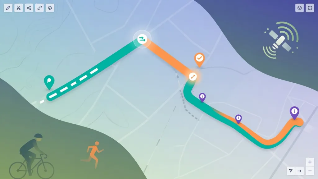 Carte numérique avec traces GPX, waypoints et fusion de parcours GPS