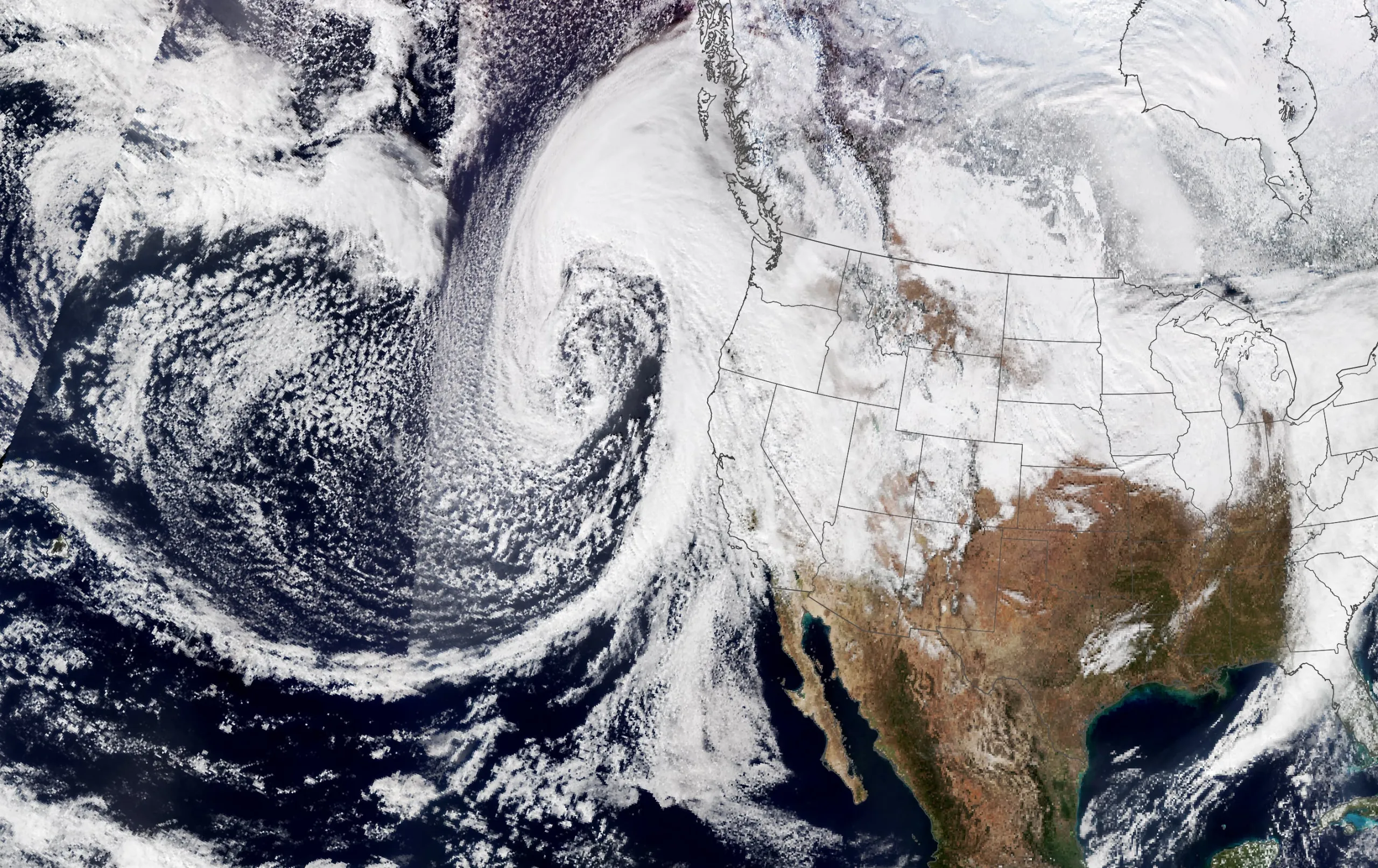 Rivière atmosphérique survolant la Californie en janvier 2023